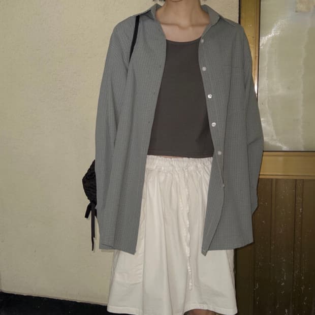 데일리쥬 오버핏 체크 셔츠
