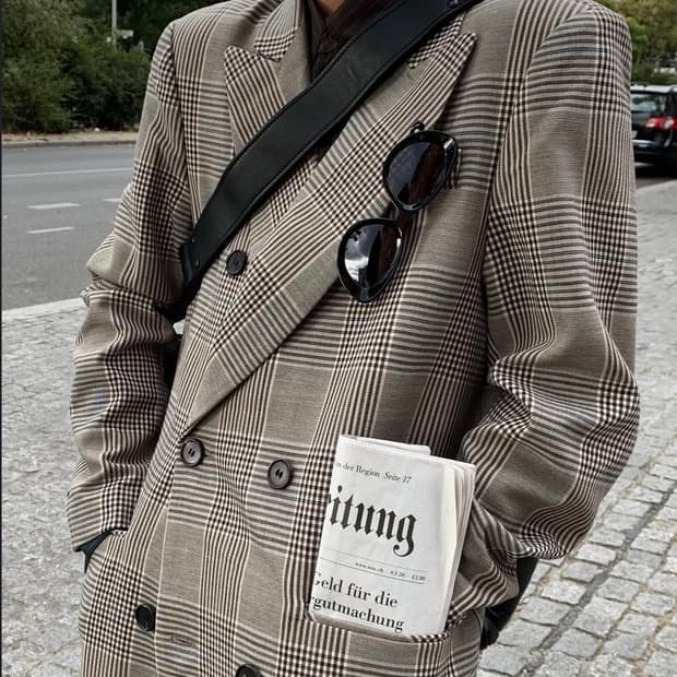 이든메이드 체크 롱 코트