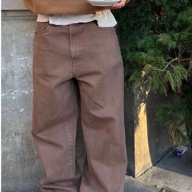 디스이즈네버댓 릴렉스드진 브라운 색상 L사이즈