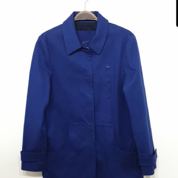 (S) 라코스테 하프코트 군청색 싱글 반코트 스판 