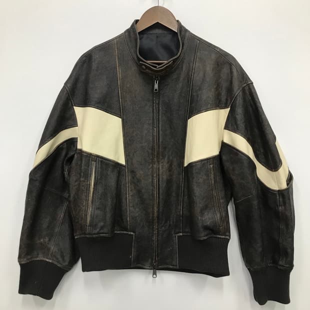 디스트레스 믹스드 레더점퍼