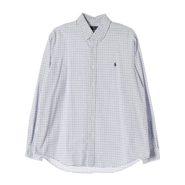 폴로 랄프로렌 클래식핏 블루 화이트 체크 셔츠 XL