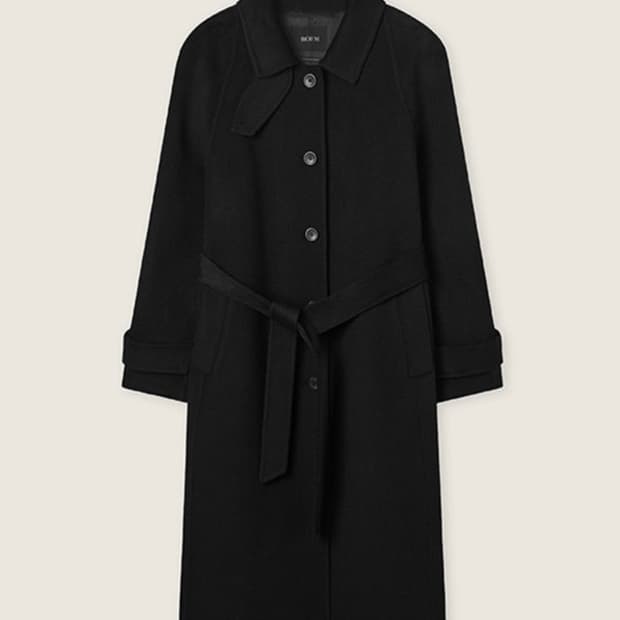 로엠 블랙 핸드메이드 벨티드 맥코트 M