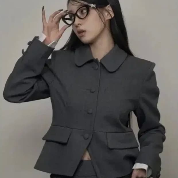 카키포인트 테일러드 자켓 그레이