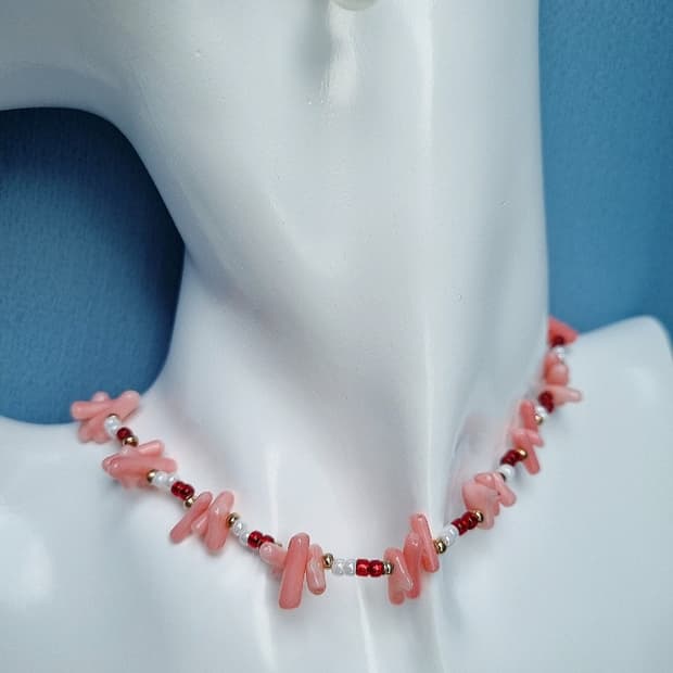 세컨핸드) 산호 비즈 목걸이