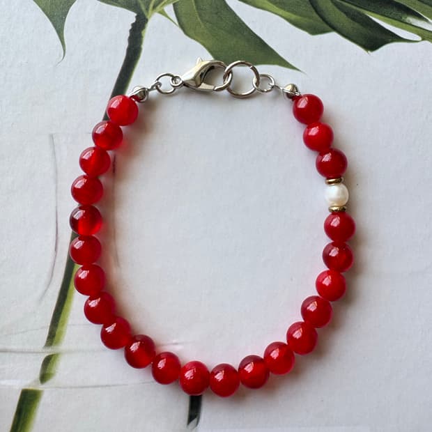 핸드메이드 원석 진주 팔찌