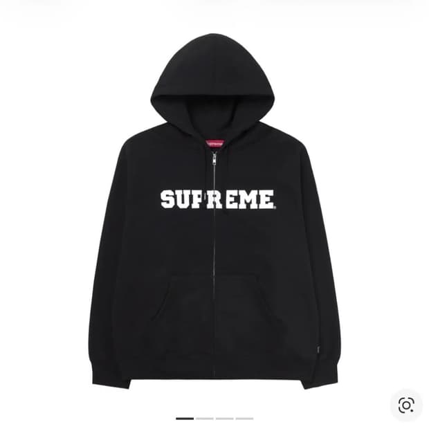 슈프림 컬리지에이트 아플리케 집업 후드 블랙 25FW M사이즈