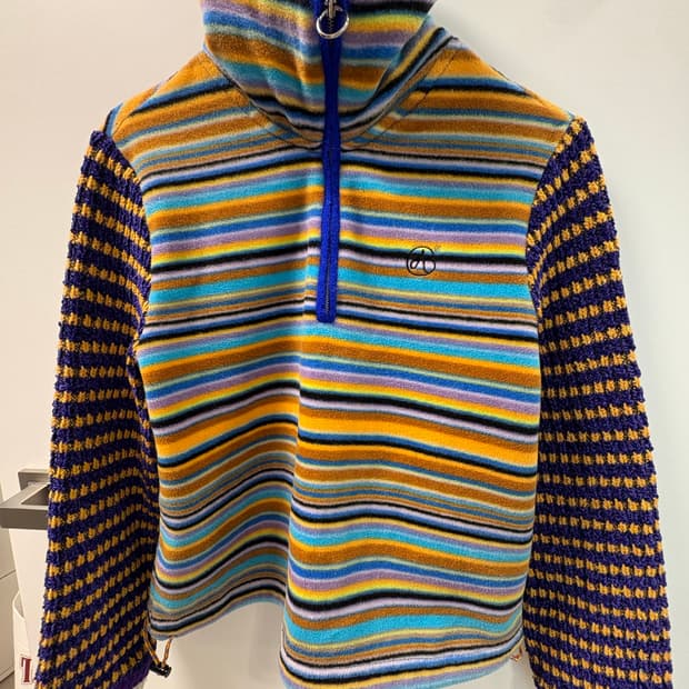 앤더슨벨우먼 스트라이프 플리스 하프 집업