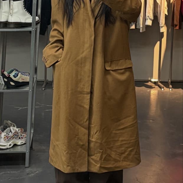 버버리 울100% 카멜 코트 A3410