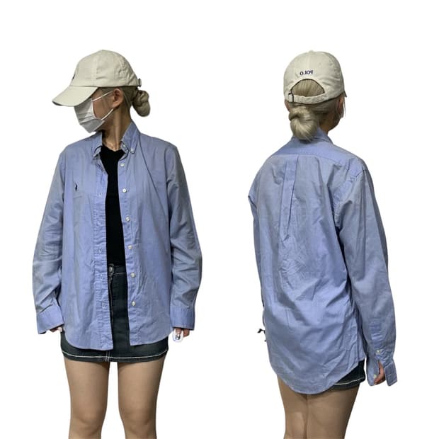 90s 폴로 랄프 로렌 소라색 오버핏 셔츠 