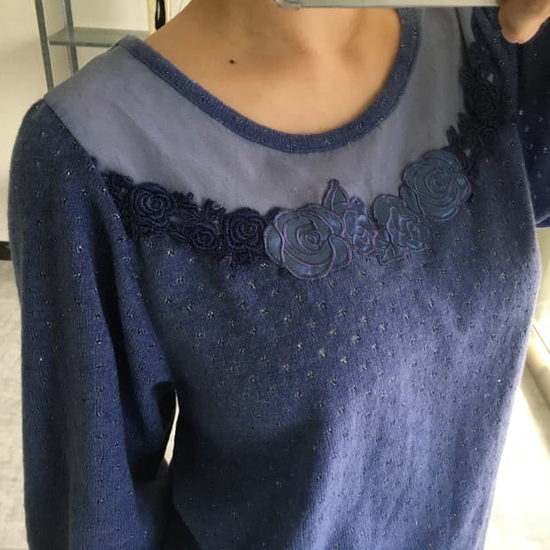 axes femme) flower knit top blue