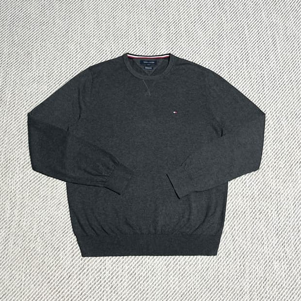 [M] Tommy 타미힐피거 다크그레이 코튼 라운드 니트
