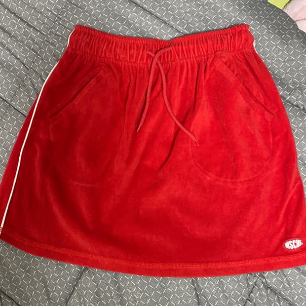미스치프 저지 미니 스커트 레드