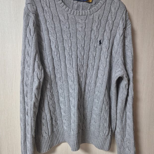 (22년) 폴로 랄프로렌 케이블 니트 라지 신형 큐알 꽈배기니트 라지