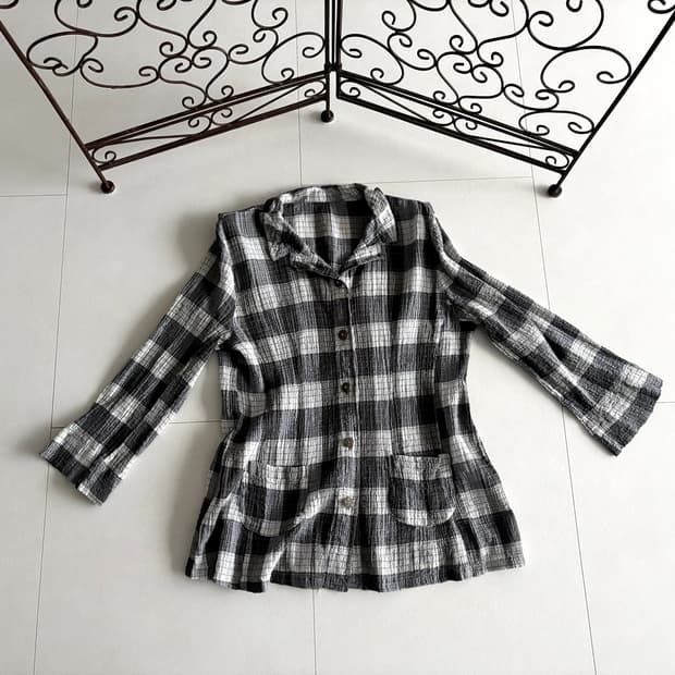 crinkle check shirt