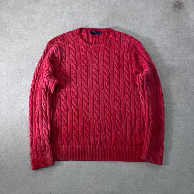 110 폴로랄프로렌 레드 꽈배기 니트