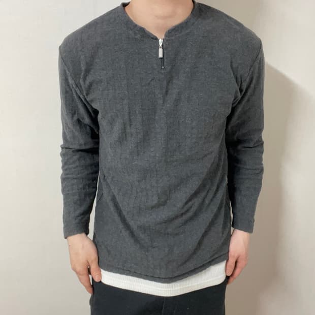 YOHJI YAMAMOTO GRAY HALF ZIP LONG SLEEVE