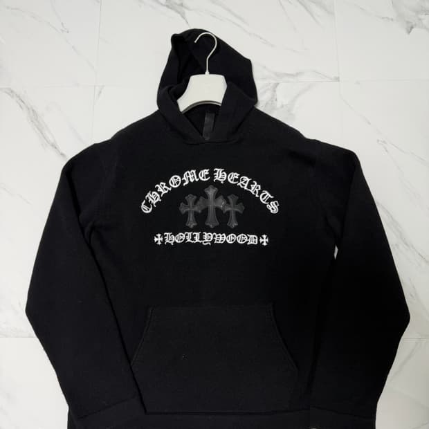 크롬하츠 레더패치 세메터리 캐시미어 후드티 L