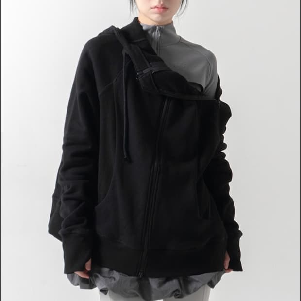 (구해요)우화 사선 후드집업