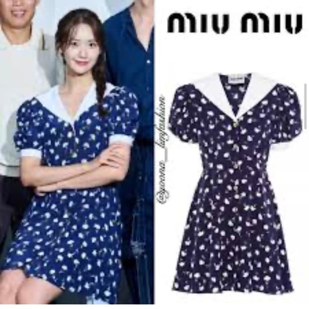 미우미우 플라워 벌룬 실크 원피스 38