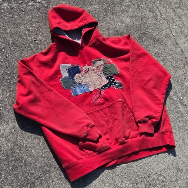 챔피온 패치워크 후드티