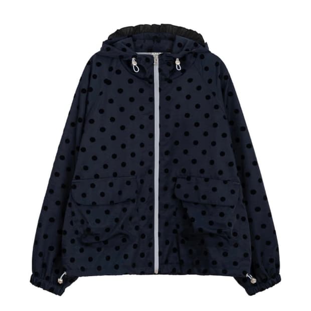 오헤시오 도트 프릴 윈드브레이커 네이비