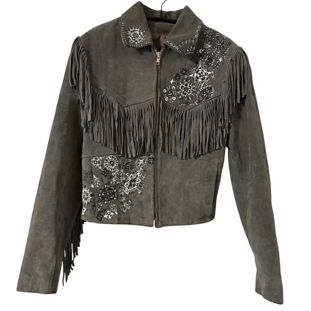 90s 핸드페인팅 스웨이드 프린지 웨스턴 자켓