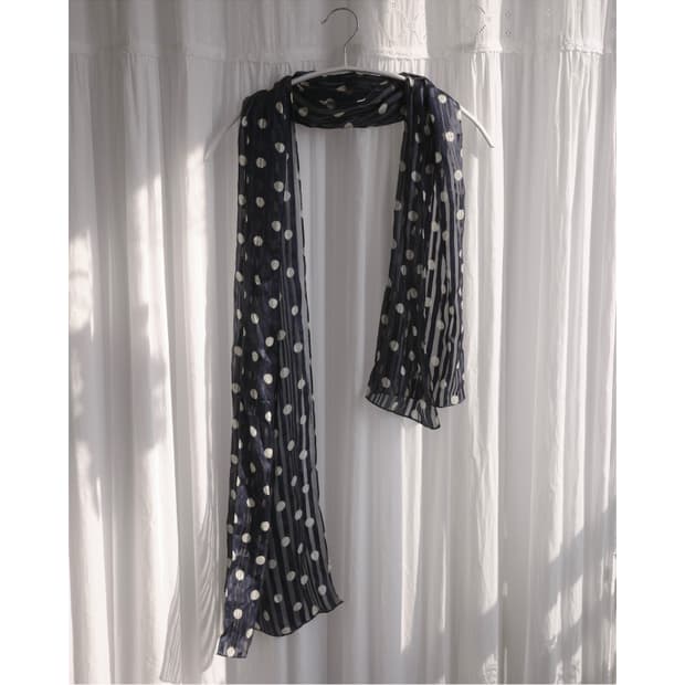 Dot stripe silk scarf