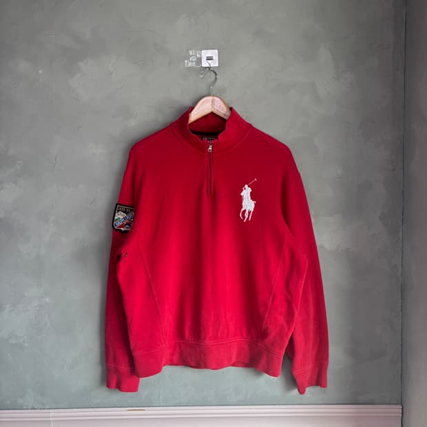 폴로 랄프로렌 빅포니 반집업 레드 빨강