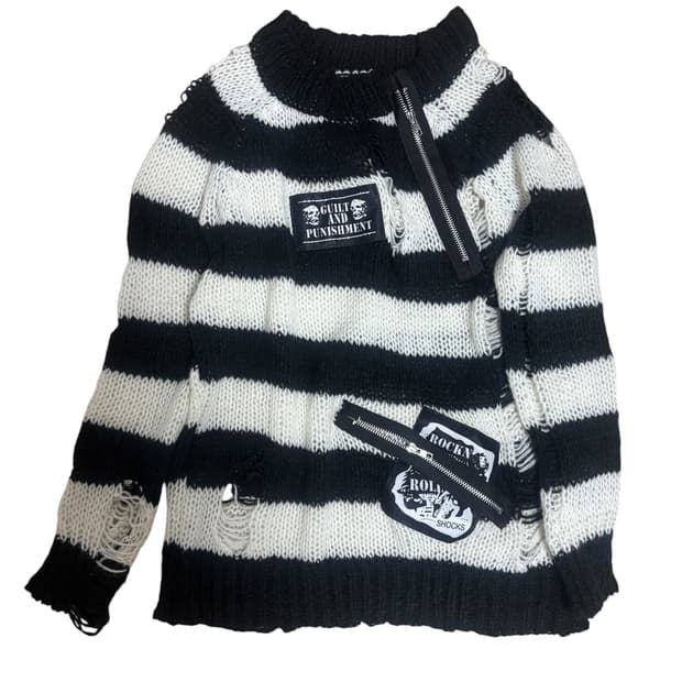 펑크 데미지 보더 니트 고스펑크 락펑크 락시크