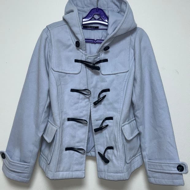 하늘색 후드 떡볶이코트 숏코트