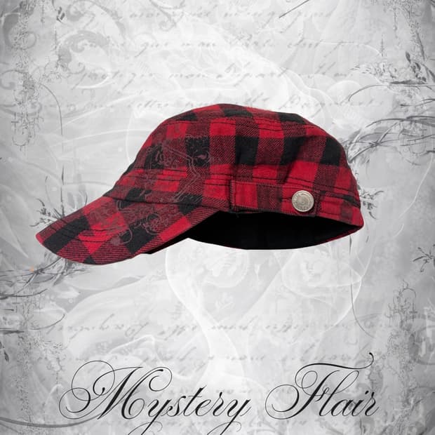 00s 레드 타탄 체크 펑크 캡 나나깔 