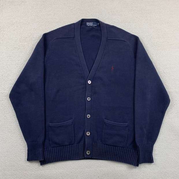 90s 폴로 랄프로렌 포니로고 코튼 가디건 네이비