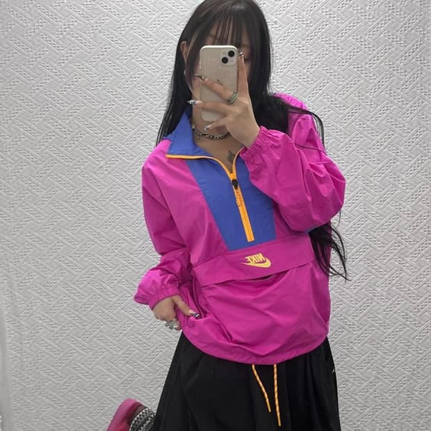 나이키 Y2K 레트로 핫핑크 바람막이 아노락 M C07803