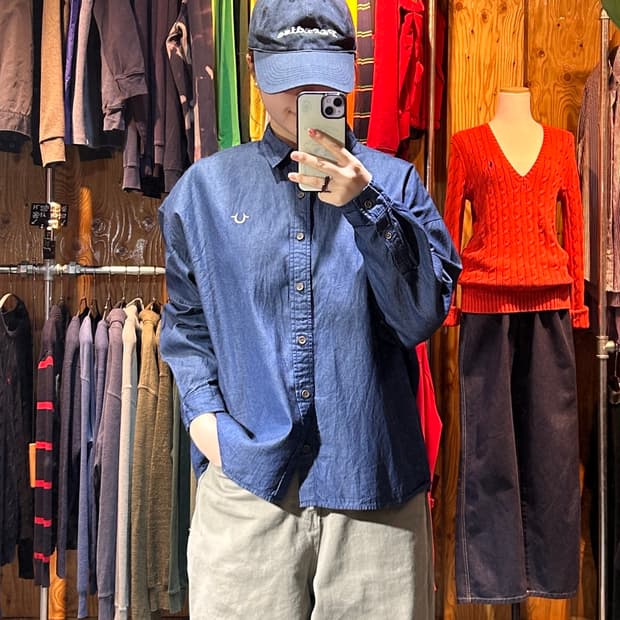 L 트루릴리전 시그니처 로고 데님셔츠 