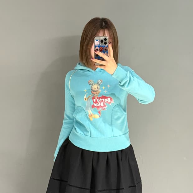 Betty's blue printing detail hoodie