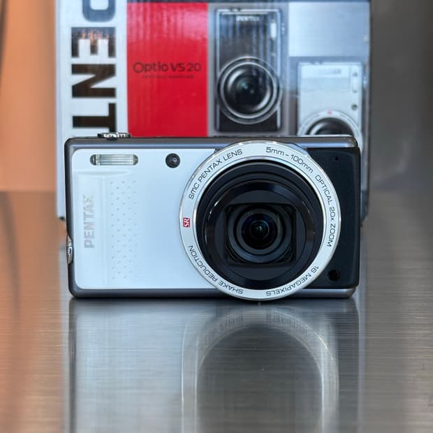 풀박/배터리2개/한글/날짜표시)펜탁스 옵티오 vs20 화이트 빈티지디카