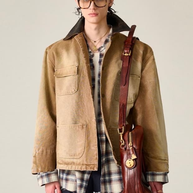 듀드나인 퓨에르옴므 캐리오버 레더 카라 캔버스 워크자켓