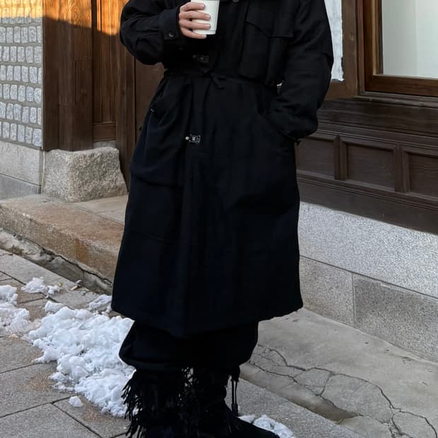 더 비리디 안느 울 린넨 오가닉 코튼 롱 코트 