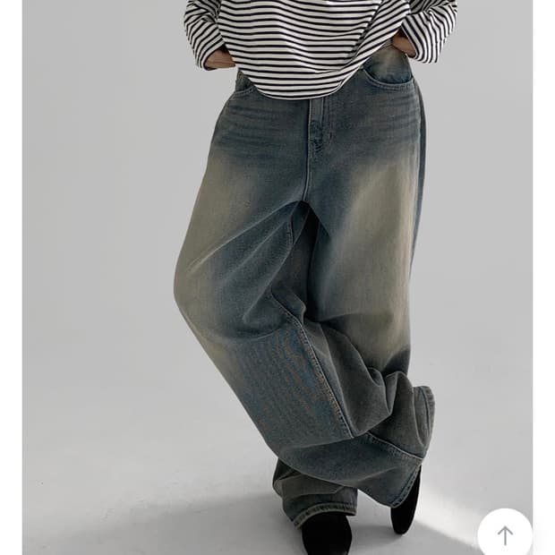 매니크 빈티지 스냅버튼 워싱 와이드 데님팬츠 블루 중청 S