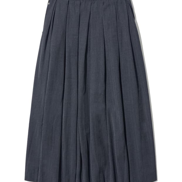 PARTIMENTO 새상품 그레이 허리개더링 컷오프 롱 스커트 M