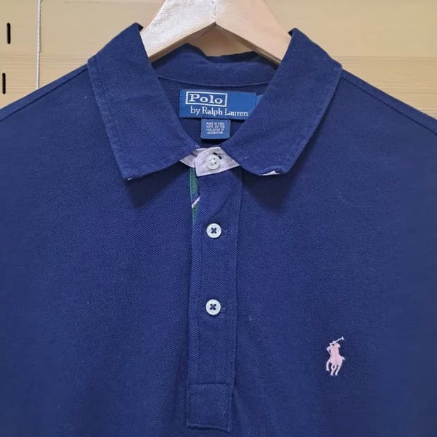 폴로바이랄프로렌 남성 네이비PK카라반팔티셔츠