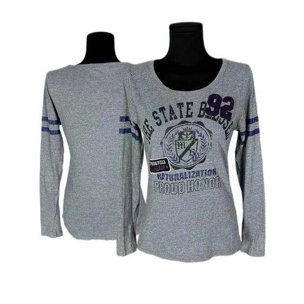 patch grunge printing grey t-s