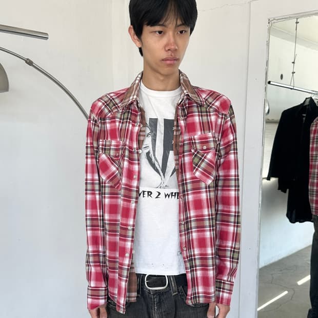 빈티지 레이어드 체크 셔츠