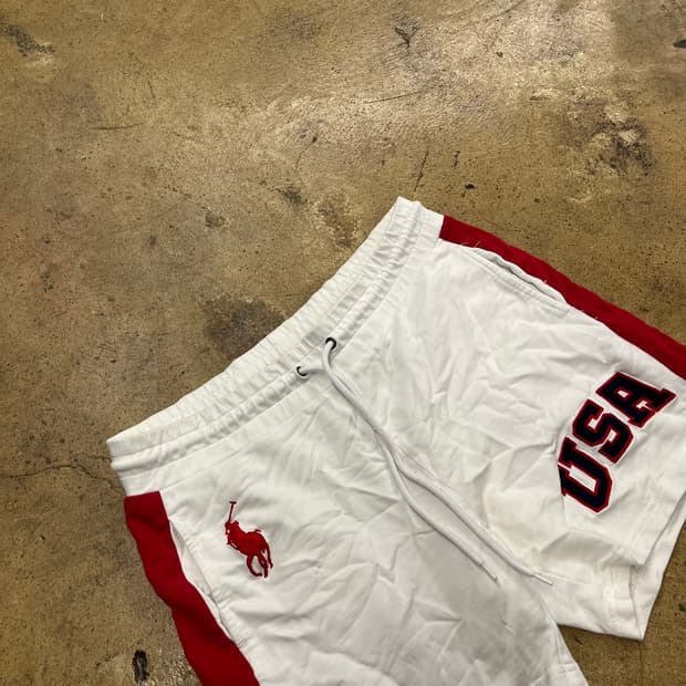 폴로 랄프로렌 빅포니 usa 화이트 레드 반바지