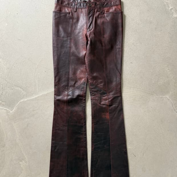 Miss Alice Cowhide Leather Bootcut Pants