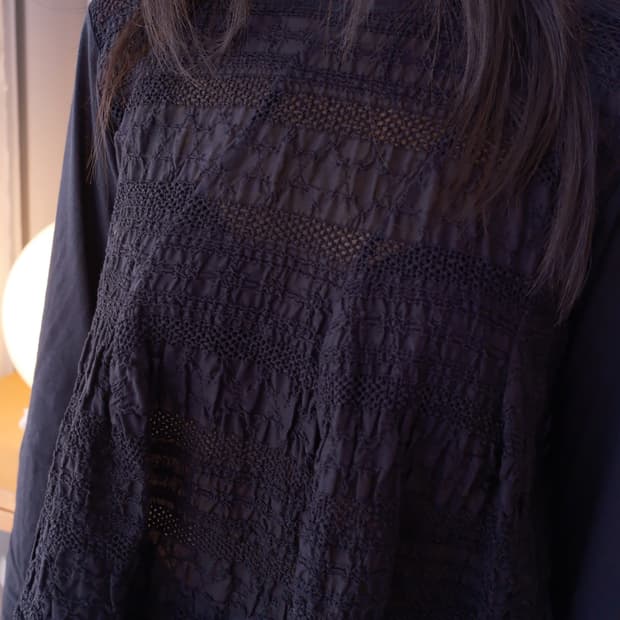 Lace back button top