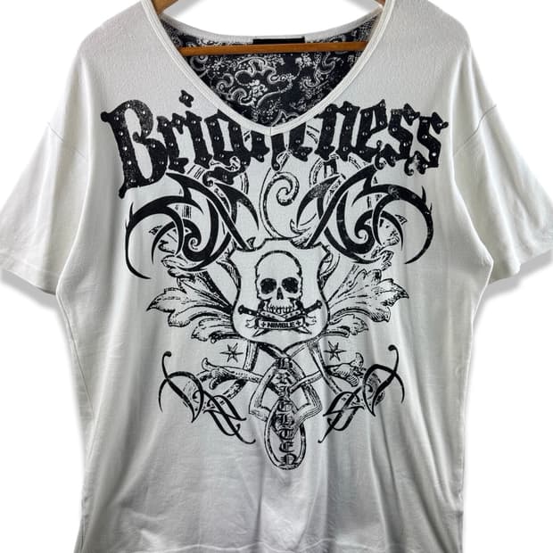 JPN 스컬 펑크 프린팅 비즈 티셔츠2168