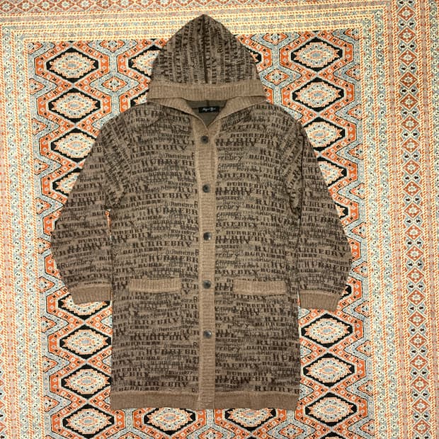 VTG 브라운 패드 후드 가디건 여성L