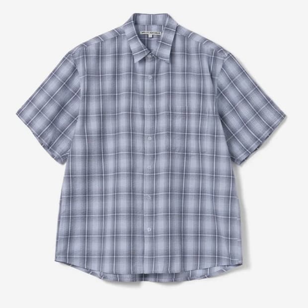 밀로아카이브 웨이드 패턴 하프 반팔 셔츠 파우더블루 M